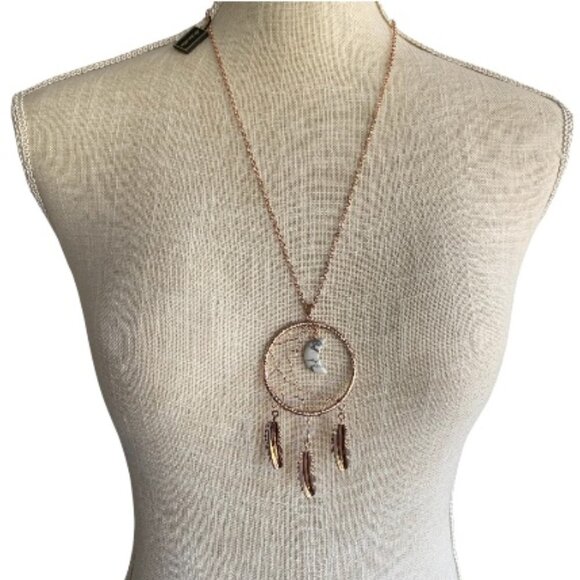 FAC Sleep Soundly Dream Catcher Necklace Rose Gold Tone​ - Picture 2 of 8
